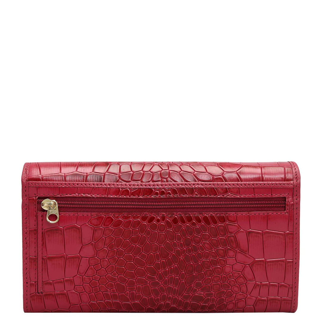 Croco Leather Ladies Wallet - Plumberry