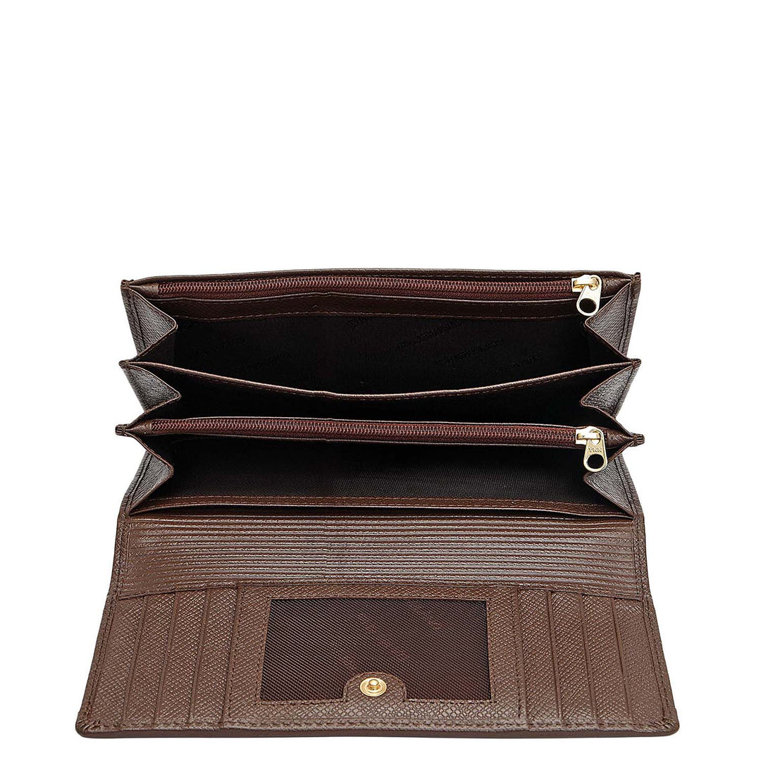Croco Leather Ladies Wallet - Walnut