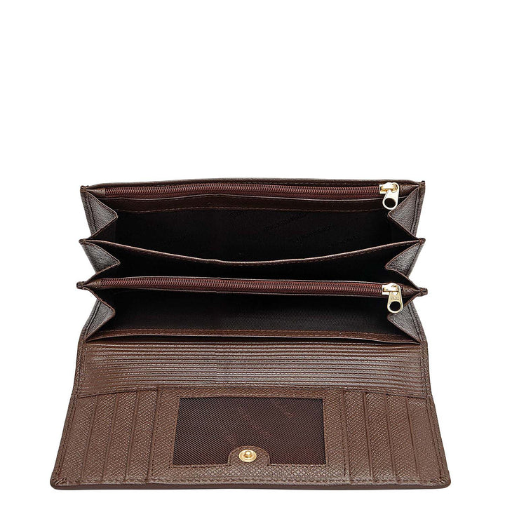 Croco Leather Ladies Wallet - Walnut