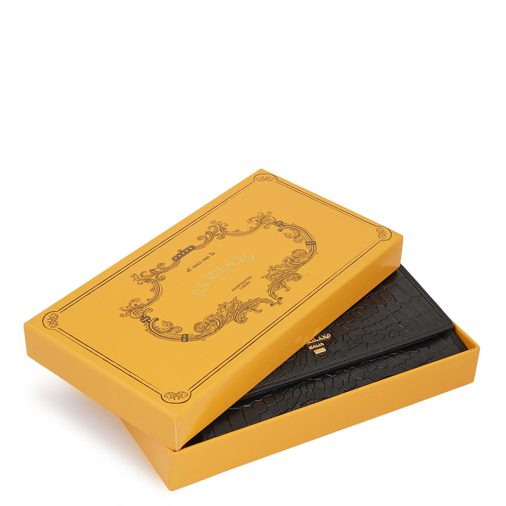 Croco-Texture Continental Wallet - Black
