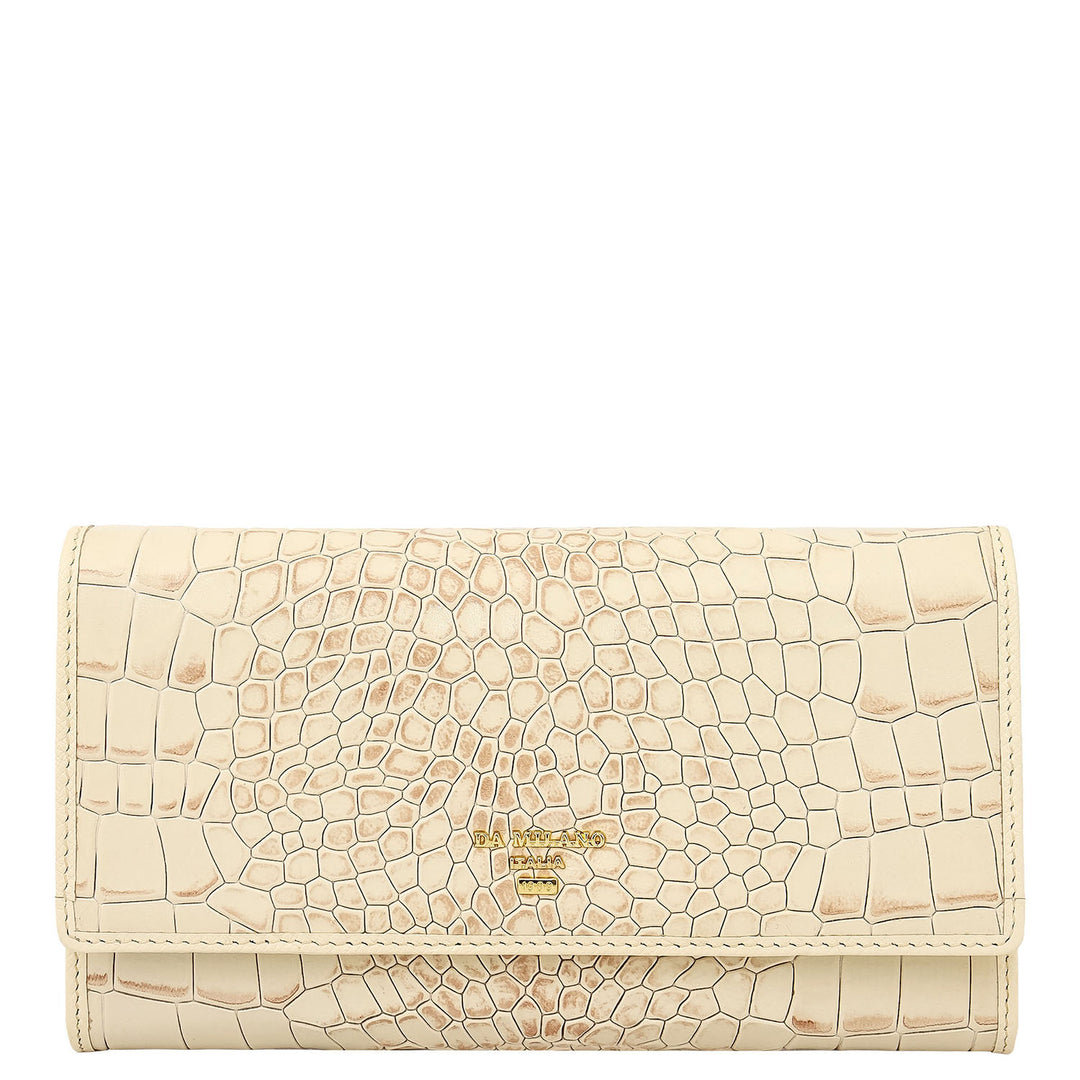 Croco-Texture Continental Wallet - Marshmallow