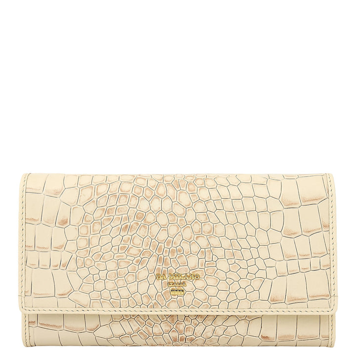 Croco-Texture Continental Wallet - Marshmallow