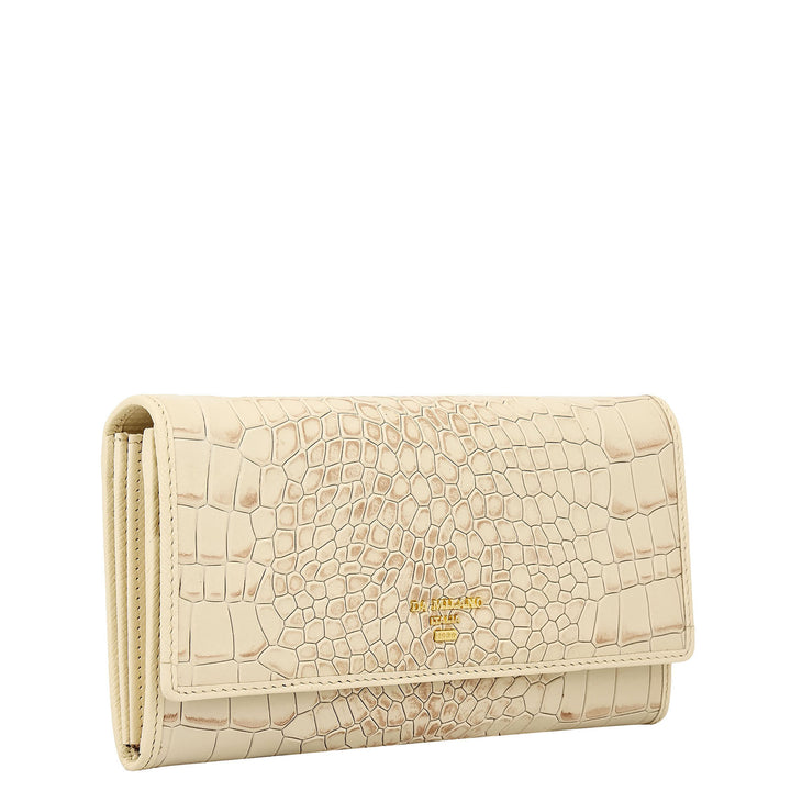 Croco-Texture Continental Wallet - Marshmallow