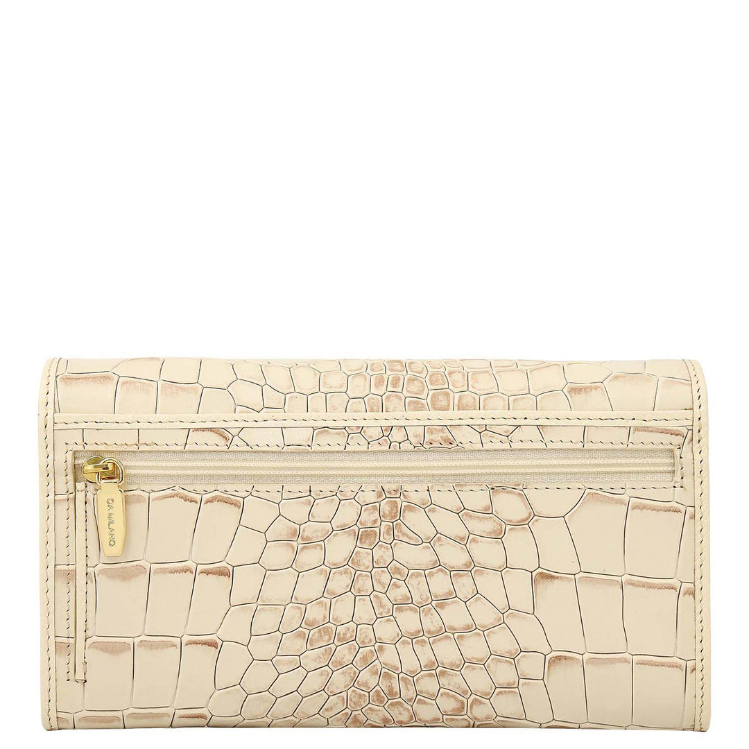 Croco-Texture Continental Wallet - Marshmallow