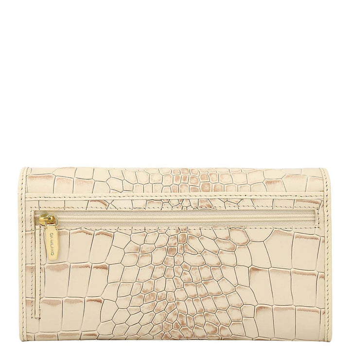 Croco-Texture Continental Wallet - Marshmallow