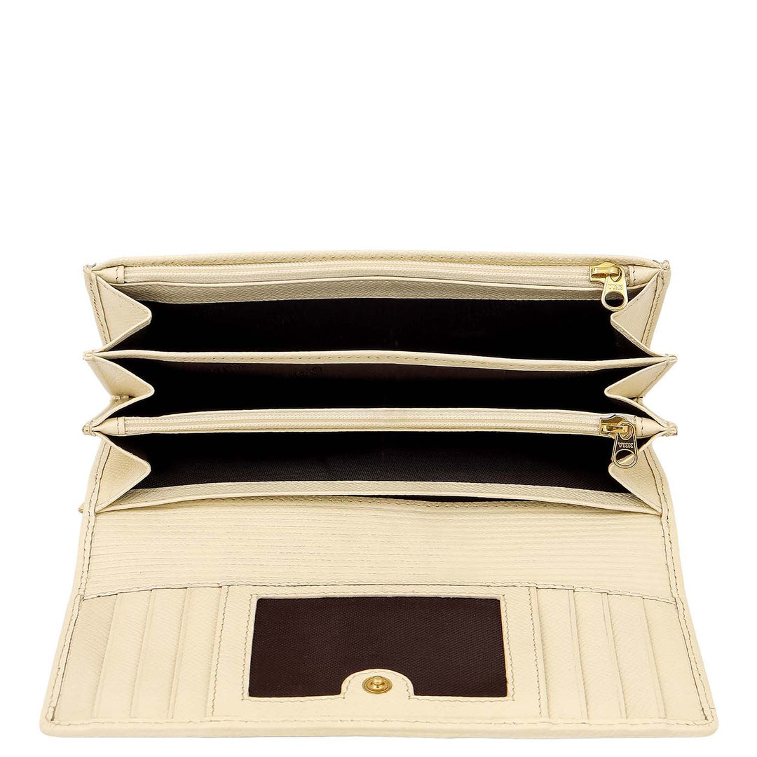 Croco-Texture Continental Wallet - Marshmallow
