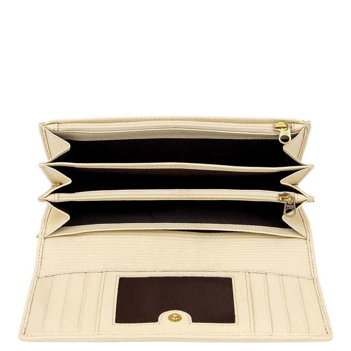 Croco-Texture Continental Wallet - Marshmallow