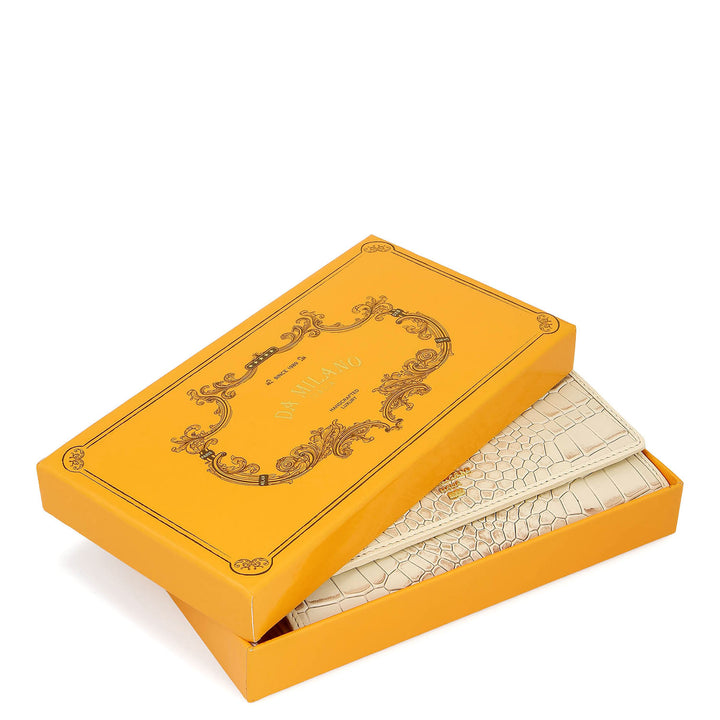 Croco-Texture Continental Wallet - Marshmallow