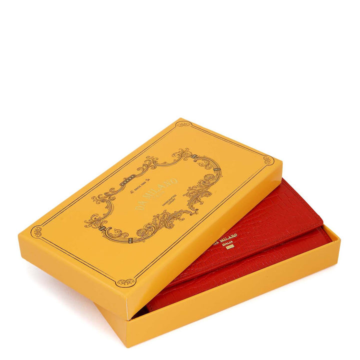 Croco-Texture Continental Wallet - Red
