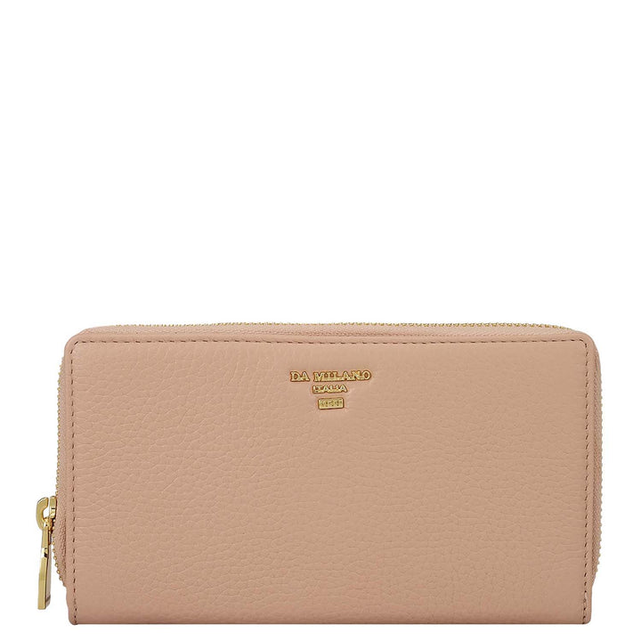 Wax Leather Ladies Wallet - Baby Pink