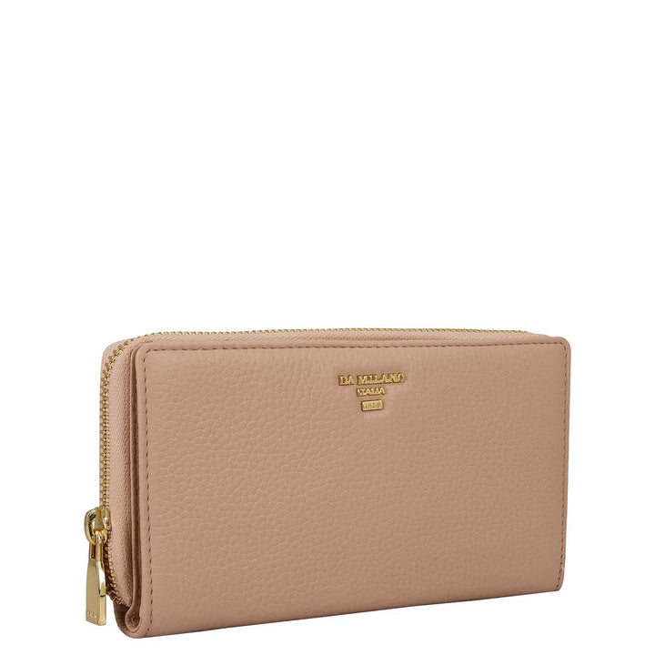 Wax Leather Ladies Wallet - Baby Pink