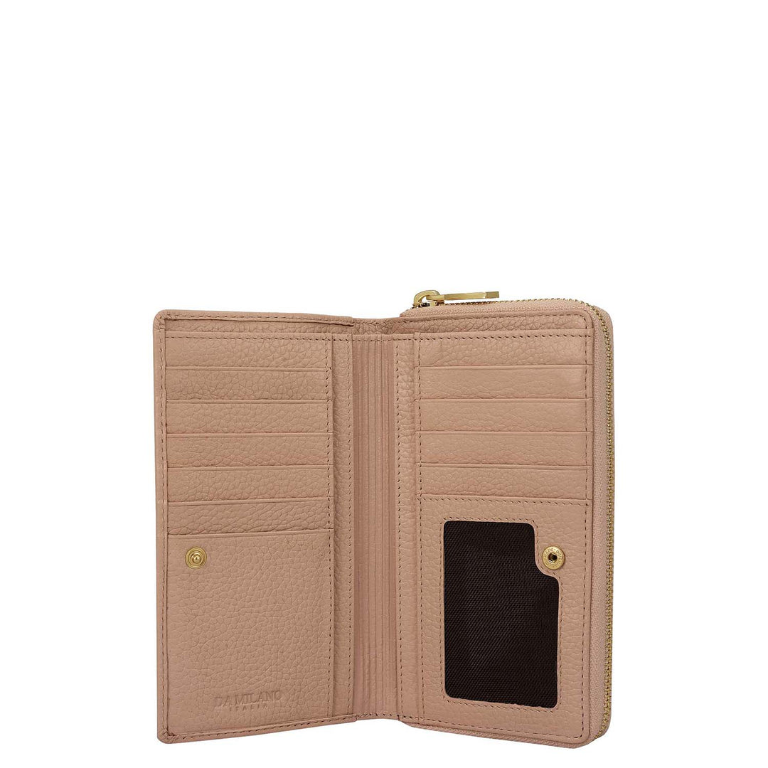 Wax Leather Ladies Wallet - Baby Pink
