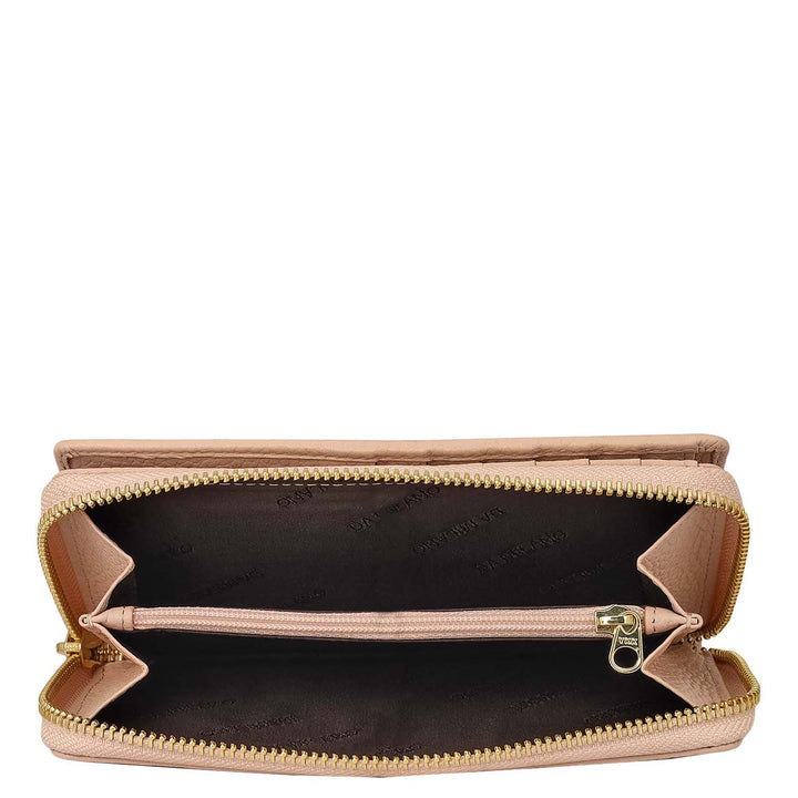 Wax Leather Ladies Wallet - Baby Pink