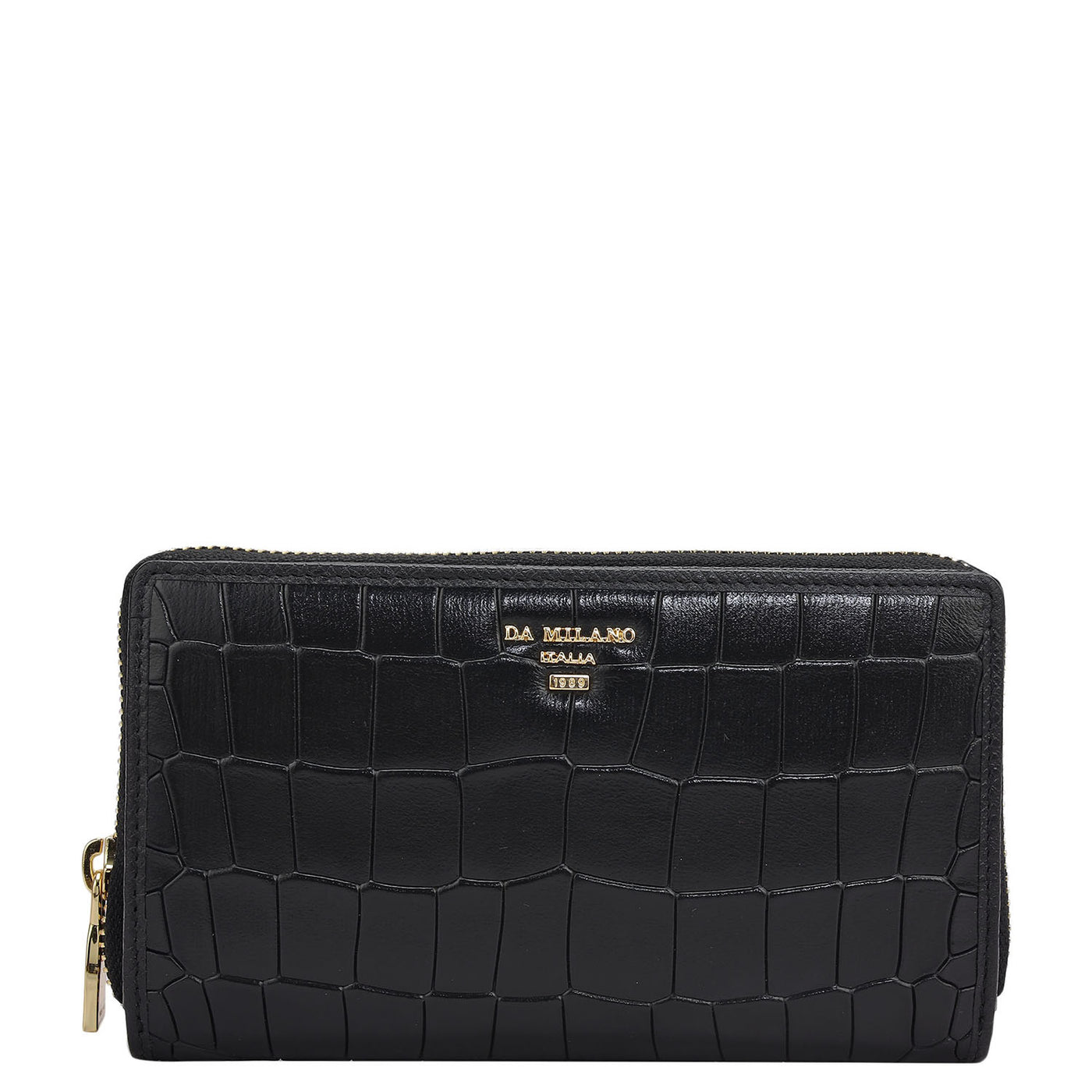 Croco Leather Ladies Wallet - Black