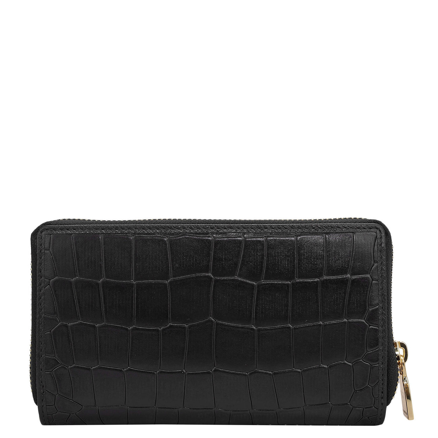 Croco Leather Ladies Wallet - Black