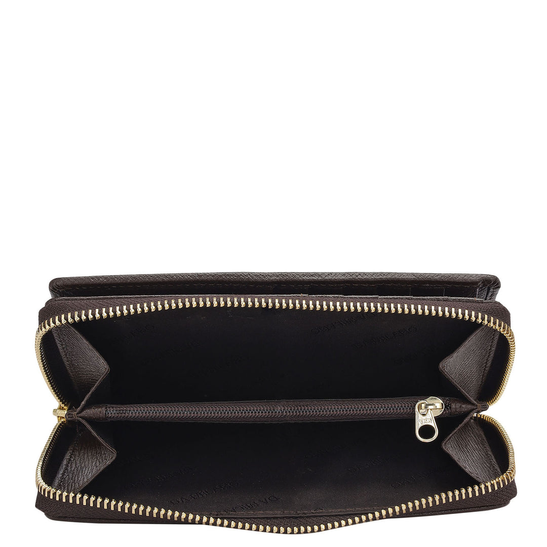 Croco Leather Ladies Wallet - Brown