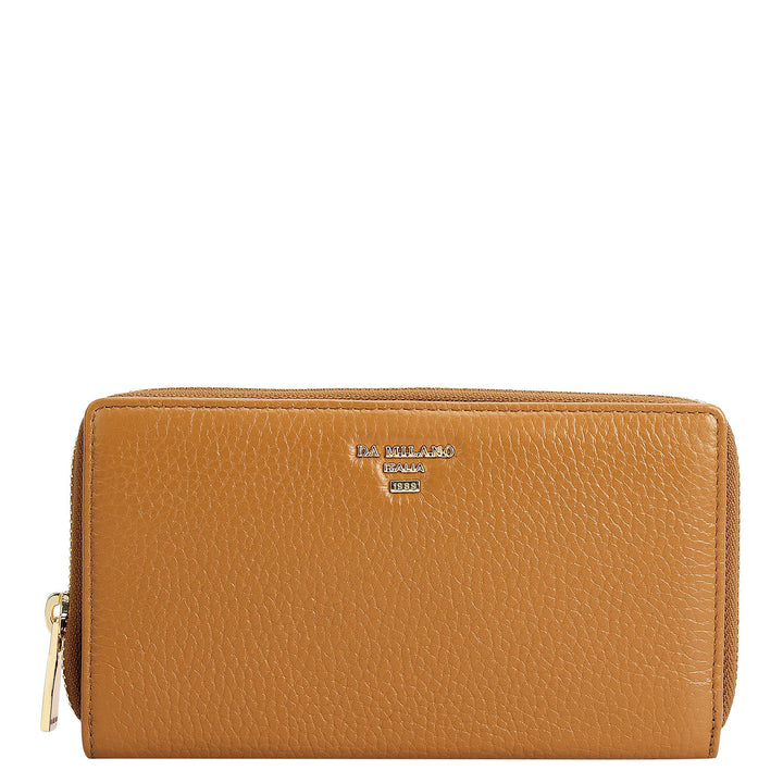 Wax Leather Ladies Wallet - Caramel