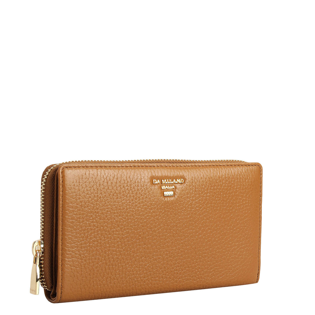Wax Leather Ladies Wallet - Caramel