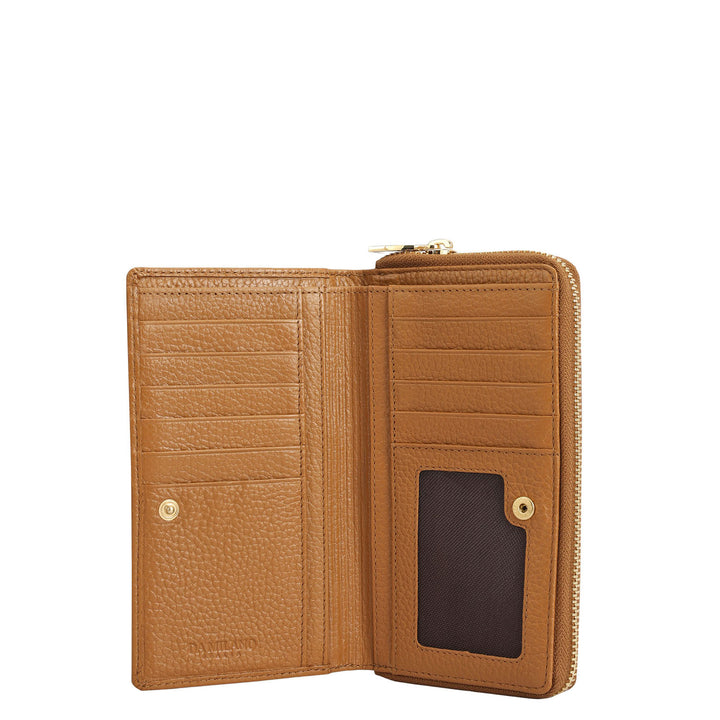 Wax Leather Ladies Wallet - Caramel