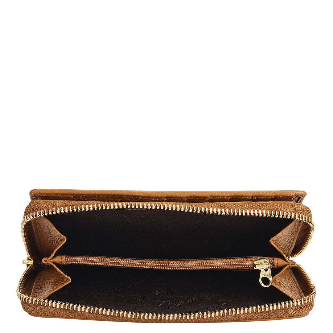 Wax Leather Ladies Wallet - Caramel