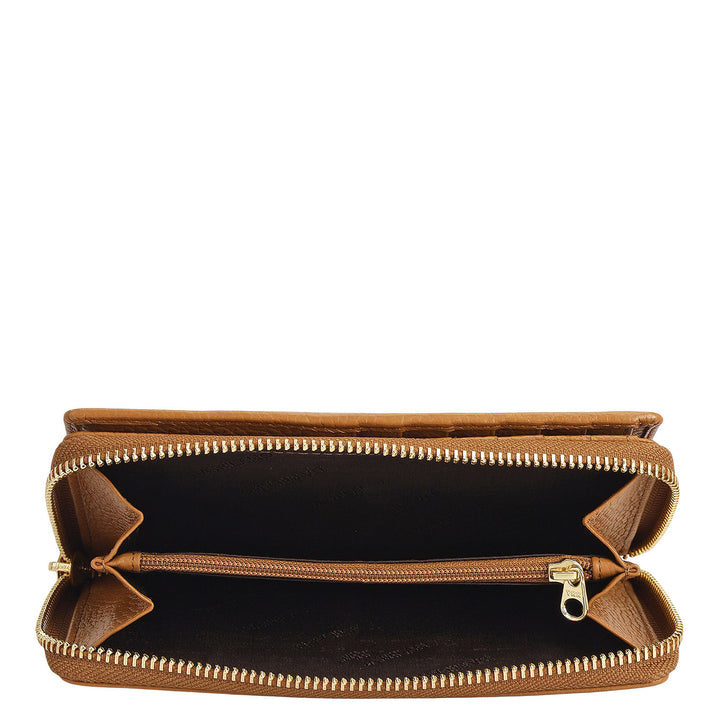 Wax Leather Ladies Wallet - Caramel