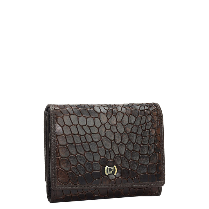 Croco Leather Ladies Wallet - Brown
