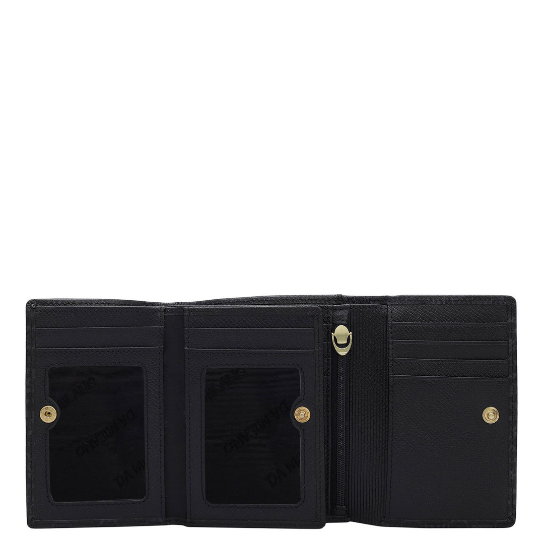Monogram Leather Ladies Wallet - Black