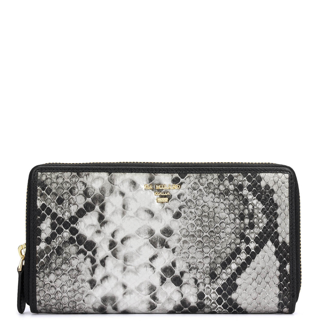 Snake  Leather Ladies Wallet - Silver & Black