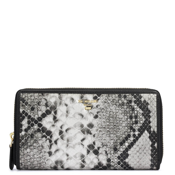 Snake  Leather Ladies Wallet - Silver & Black