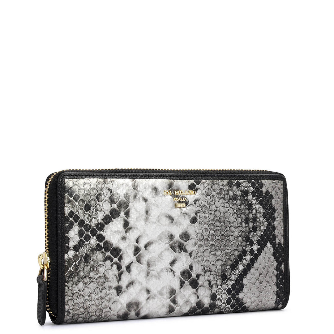 Snake  Leather Ladies Wallet - Silver & Black