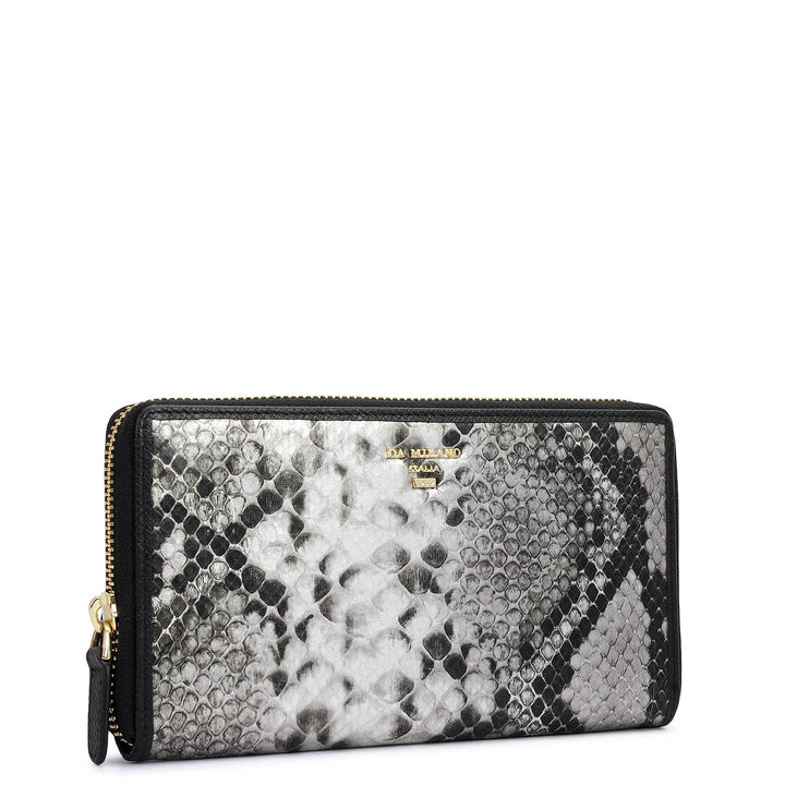 Snake  Leather Ladies Wallet - Silver & Black