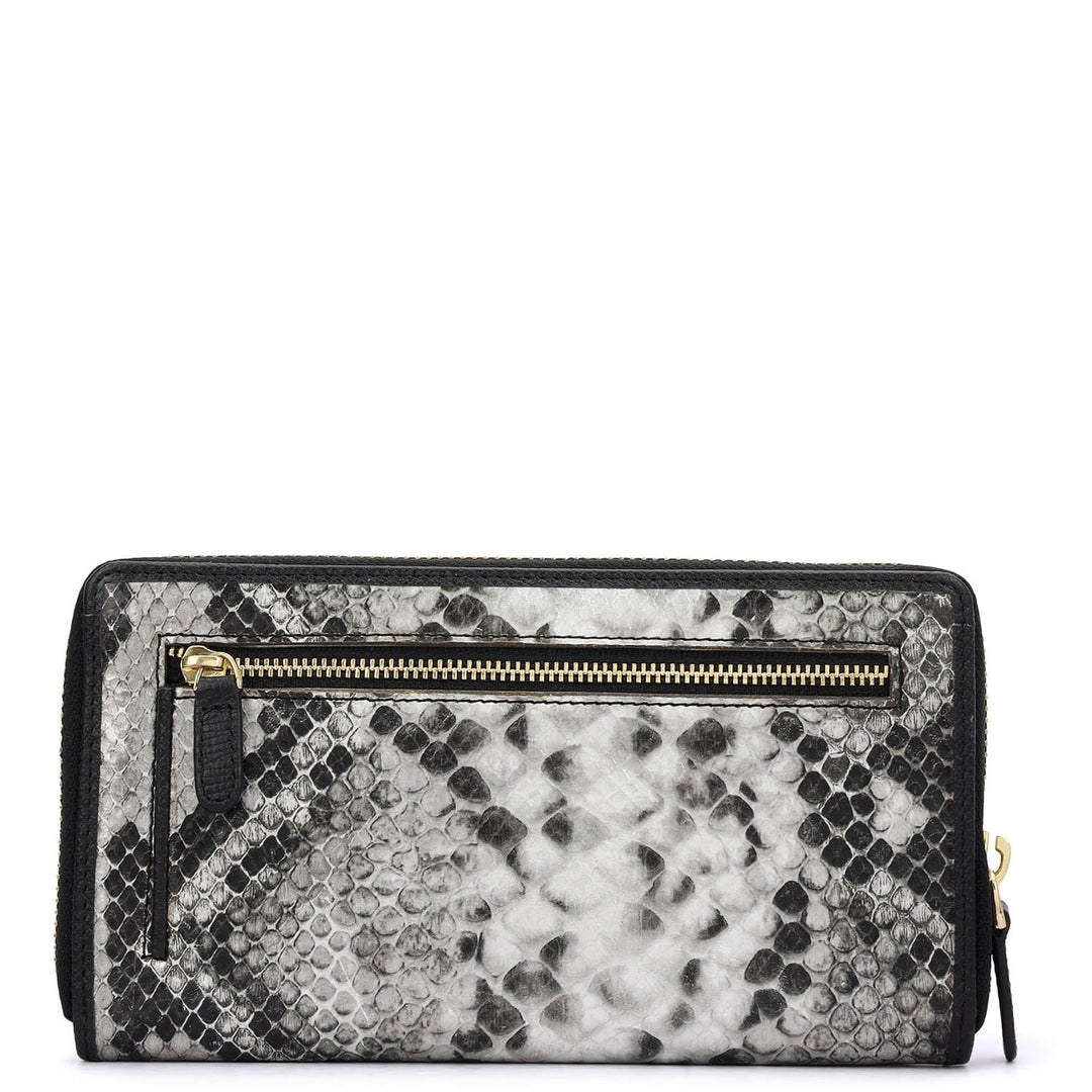 Snake  Leather Ladies Wallet - Silver & Black