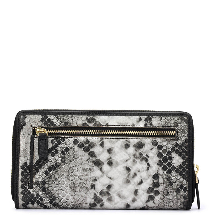 Snake  Leather Ladies Wallet - Silver & Black