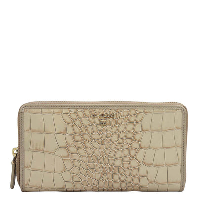 Croco Leather Ladies Wallet - Frost