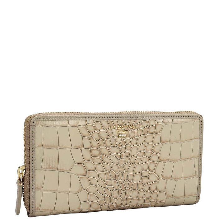 Croco Leather Ladies Wallet - Frost