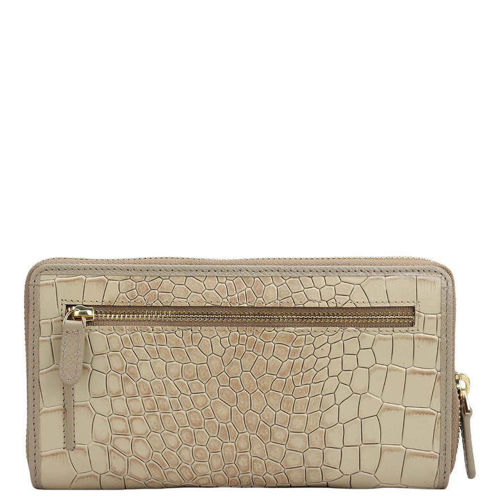 Croco Leather Ladies Wallet - Frost