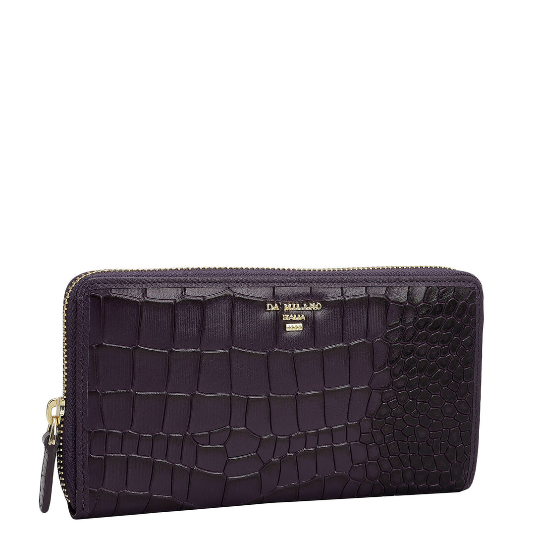 Croco Leather Ladies Wallet - Grapevine
