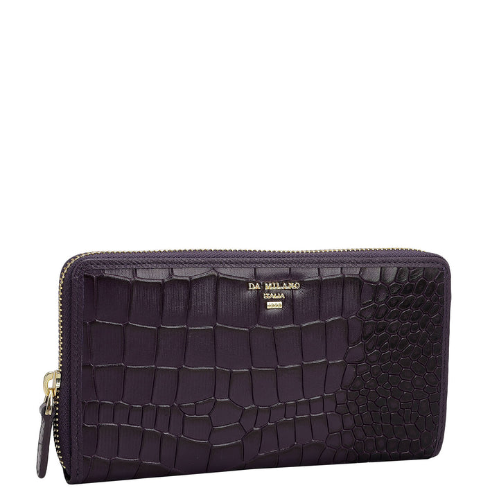Croco Leather Ladies Wallet - Grapevine