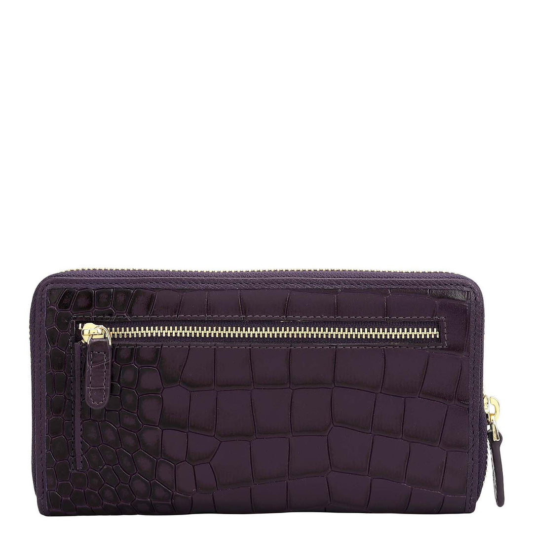 Croco Leather Ladies Wallet - Grapevine