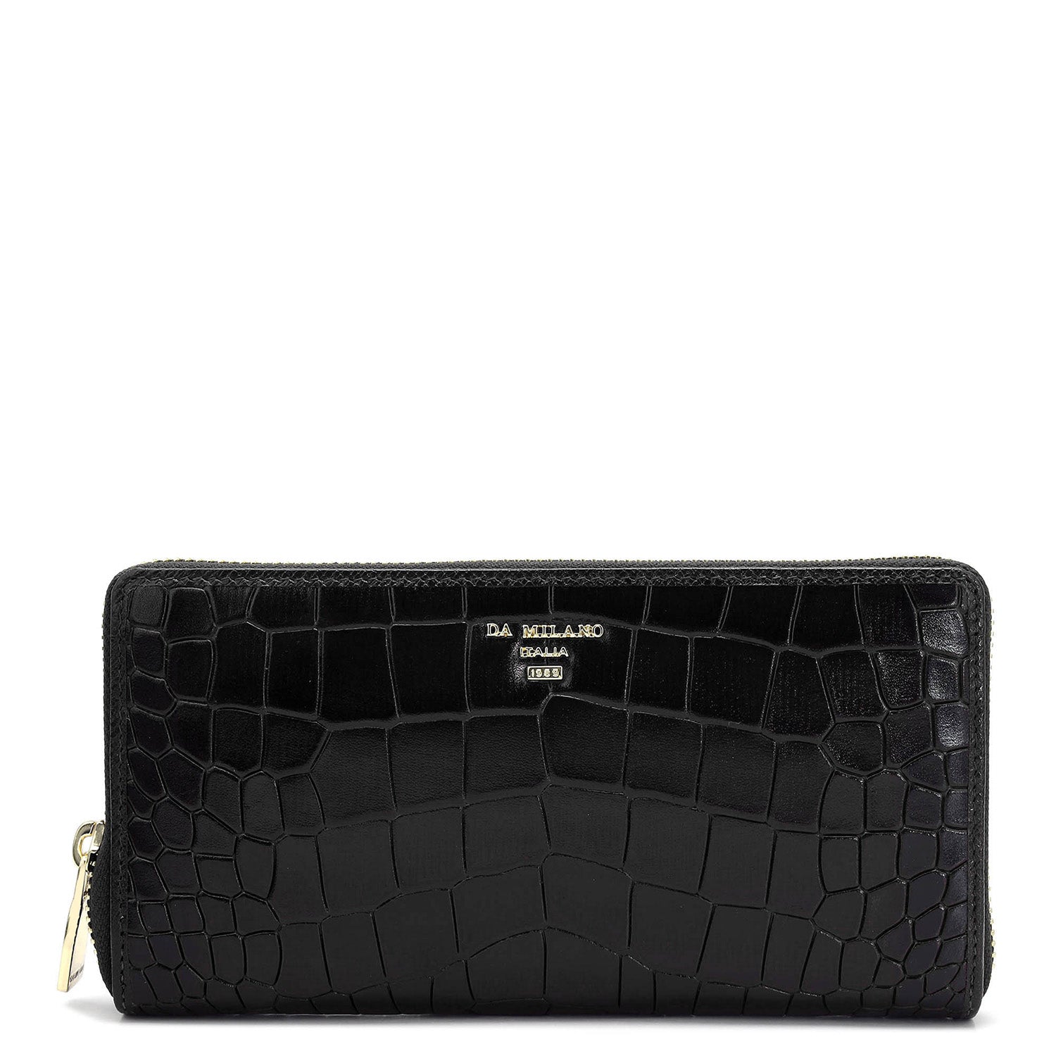 Croco Leather Ladies Wallet - Black – Da Milano