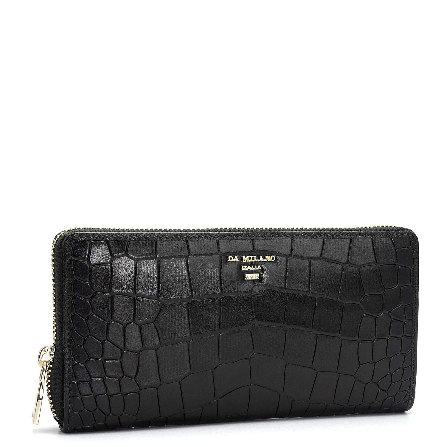 Croco Leather Ladies Wallet - Black – Da Milano