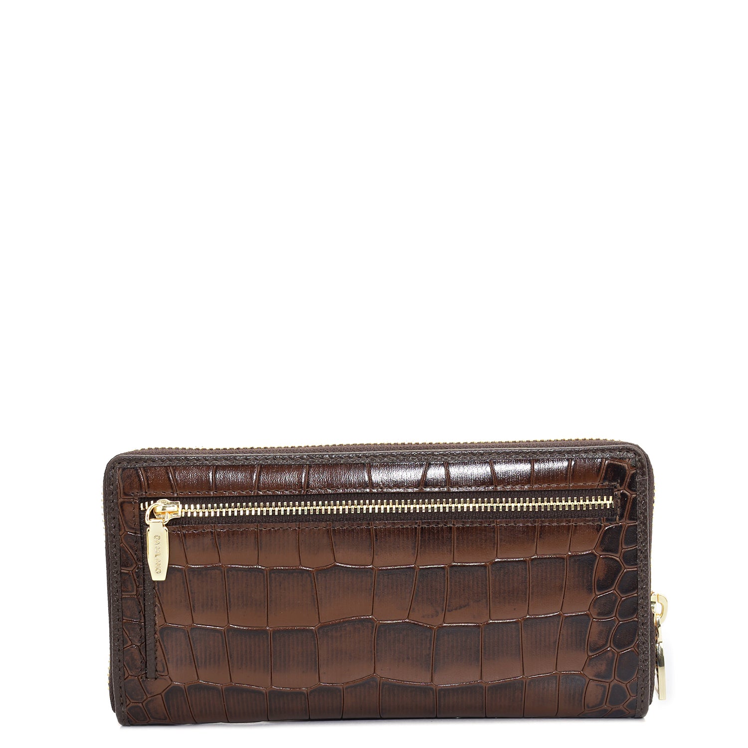 Suri Brahmin Moonrise Wallet Croco Leather Ladies Wallet Brown