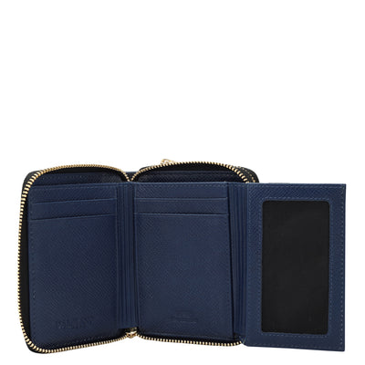 Ostrich Leather Ladies Wallet - Navy Blue