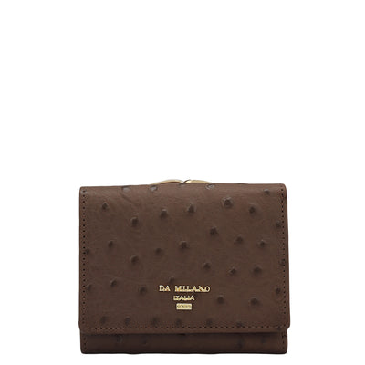 Ostrich Leather Ladies Wallet - Brown