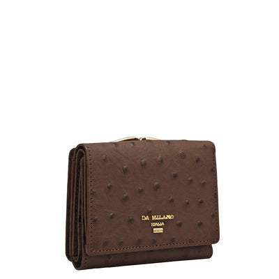 Ostrich Leather Ladies Wallet - Brown
