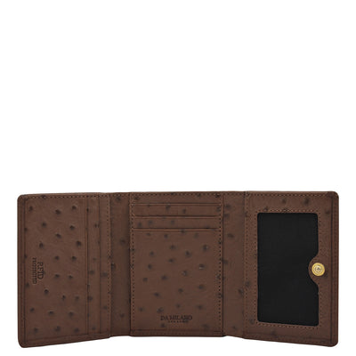 Ostrich Leather Ladies Wallet - Brown