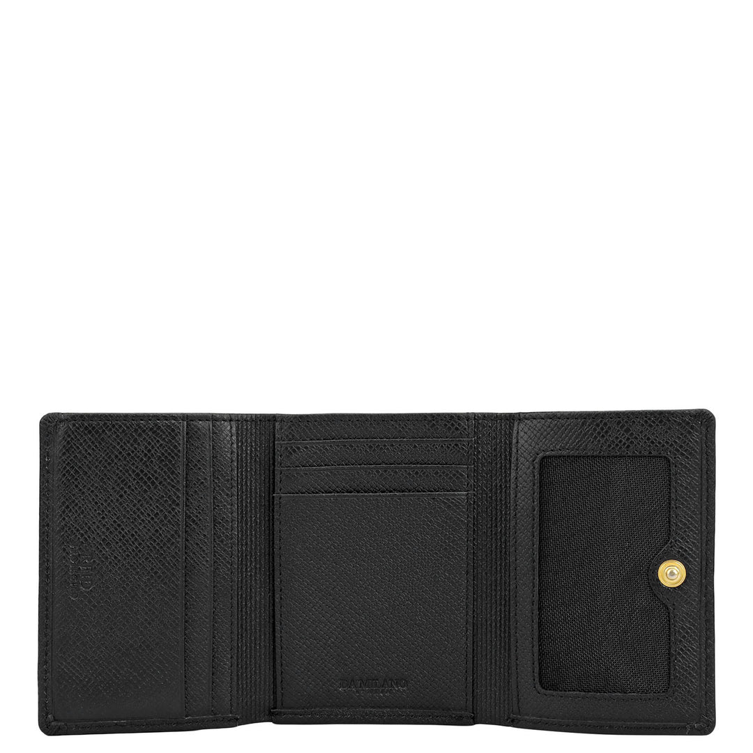 Croco-Texture Compact Wallet - Black
