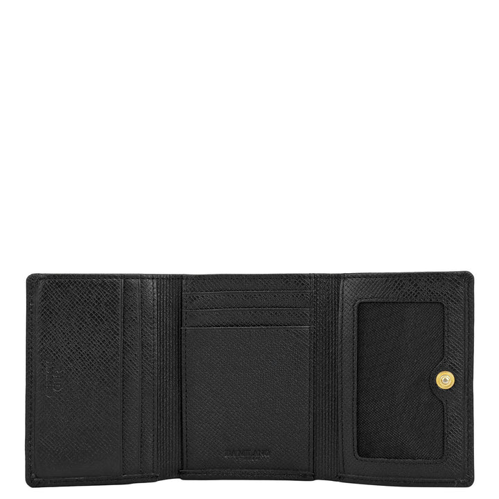 Croco-Texture Compact Wallet - Black