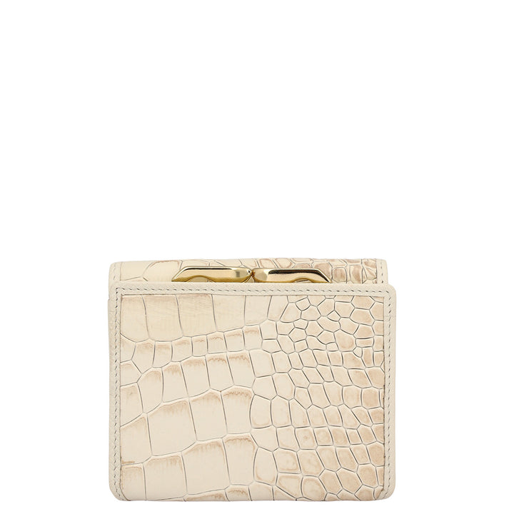Croco-Texture Compact Wallet - Marshmallow
