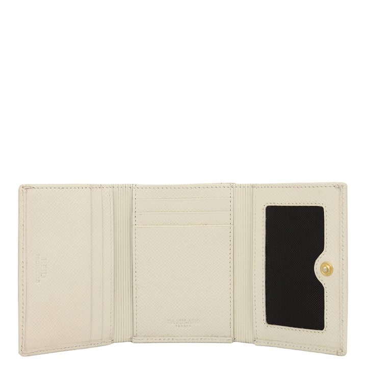 Croco-Texture Compact Wallet - Marshmallow